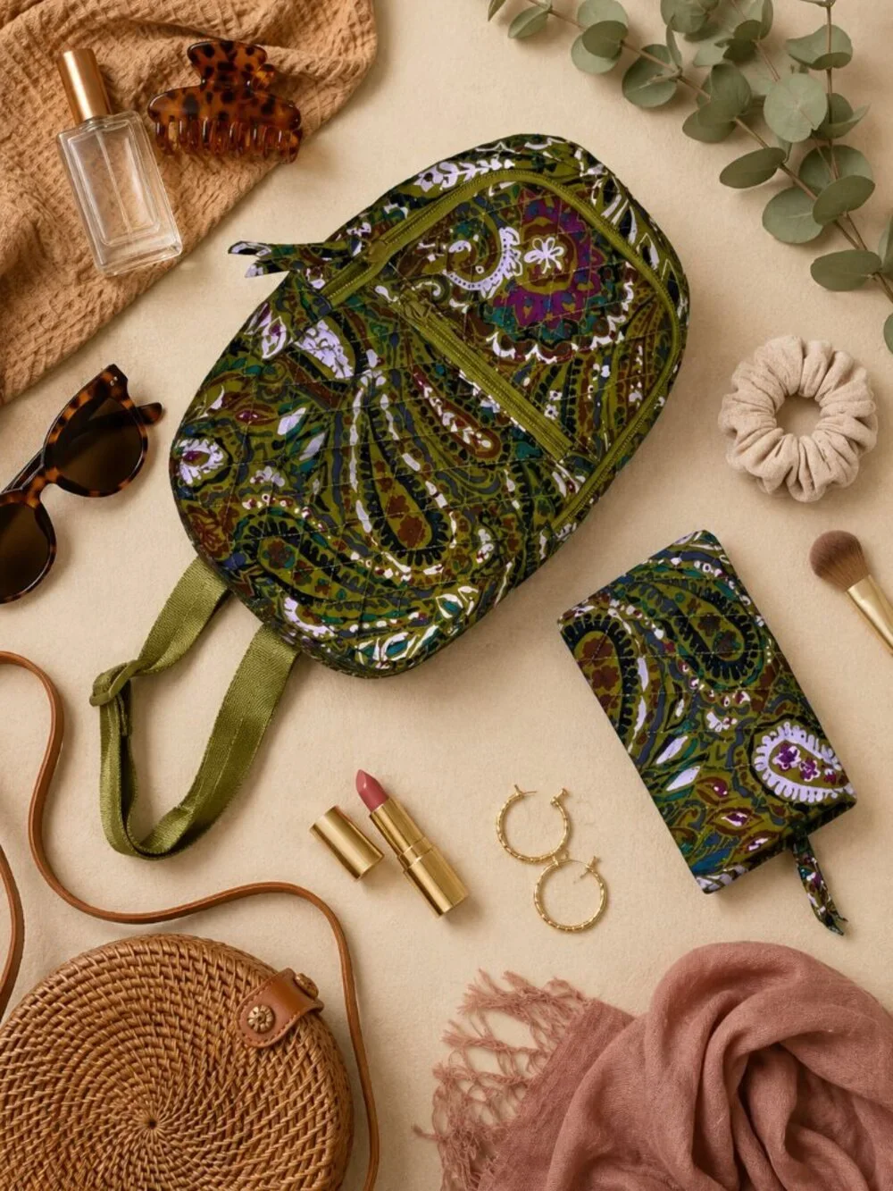 Vera Bradley Paisley Mini Backpack & Wallet Set Quilted Cotton